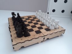 Juego de ajedrez cortado con láser