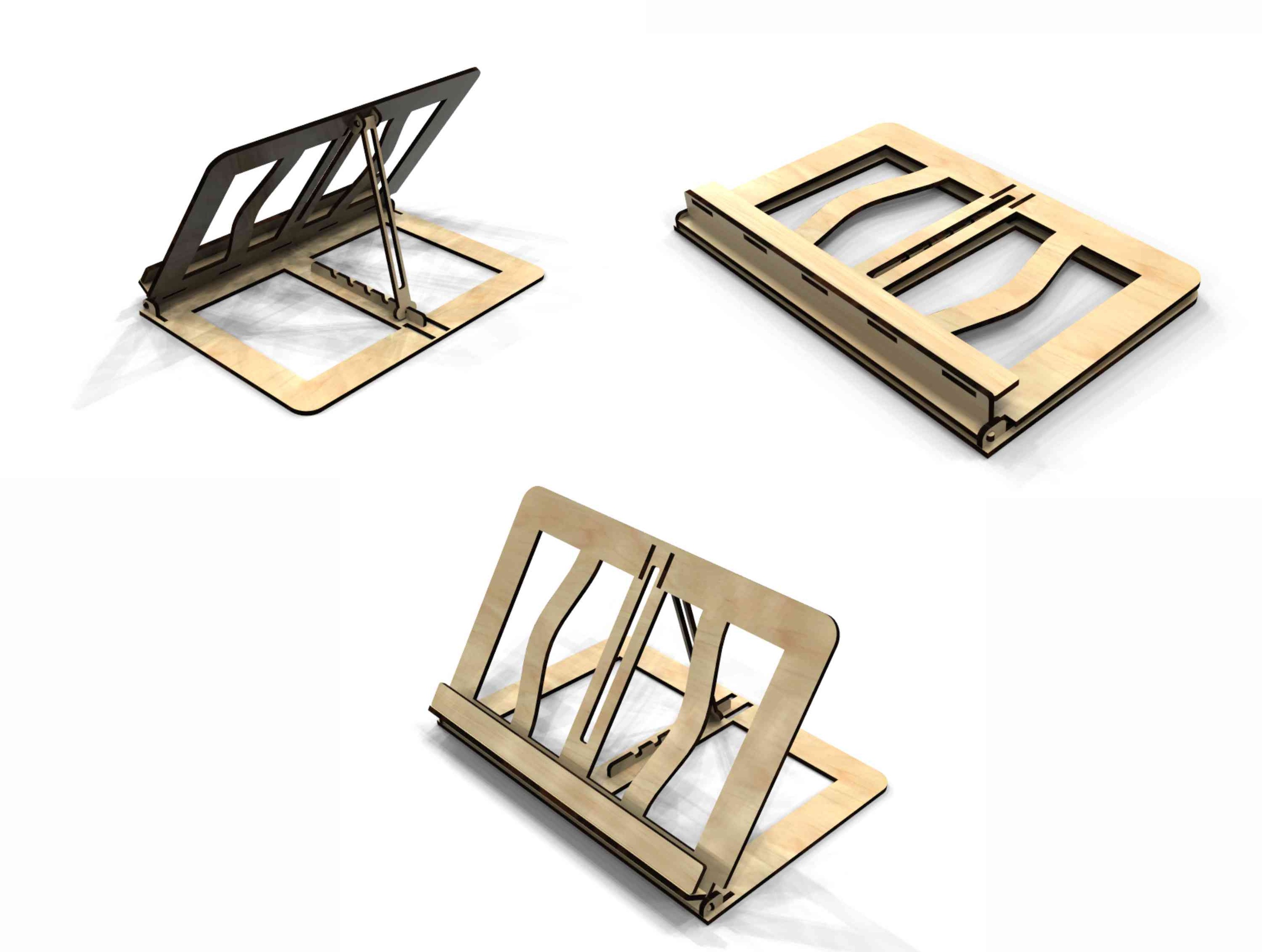 Laser Cut Folding Book Stand 4mm Free Vector