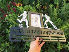Laser Cut Football Medal Hanger With Photo Frame Free Vector
