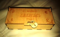 Caixa de notas de madeira cortada a laser Caixa de armazenamento de papel-moeda
