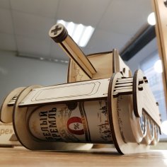 Laser Cut Tank Shaped Beer Can Holder 4mm Free Vector
