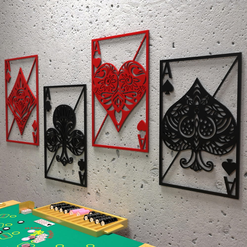 Laser Cut Playing Cards Wall Decor Free Vector