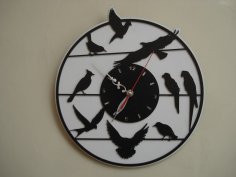 Laser Cut Birds Wall Clock Free Vector