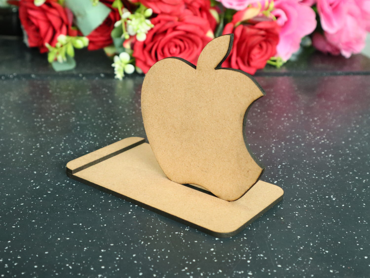 Laser Cut Apple Logo Phone Stand Free Vector