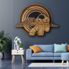 Laser Cut Engraved Space Wall Art Cosmos Theme Wall Decor Man In Space Art Free Vector