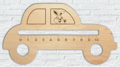 Laser Cut Wooden Ruler Car Shape Free Vector