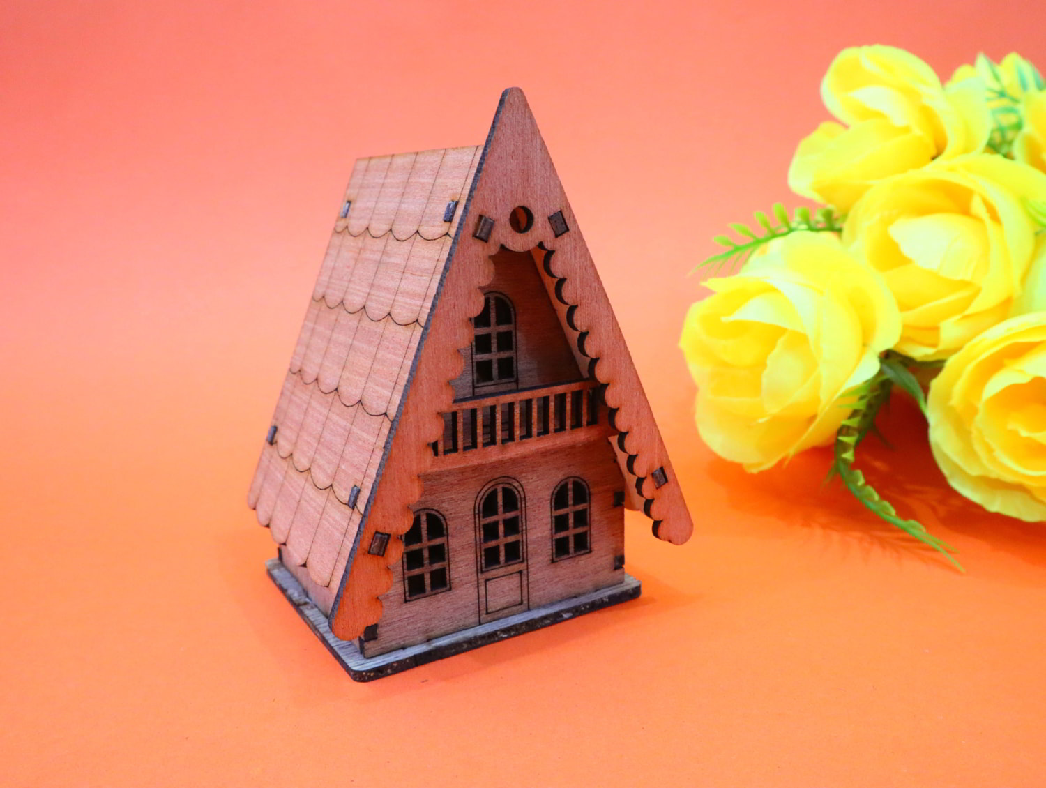 Laser Cut Miniature Wooden House 3mmm Free Vector