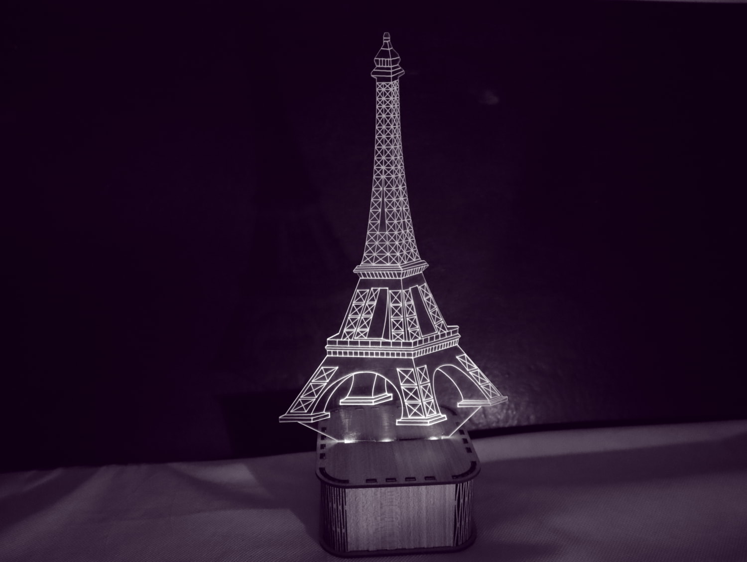 Laser Cut Eiffel Tower Nightlight 3D Illusion Lamp Free Vector