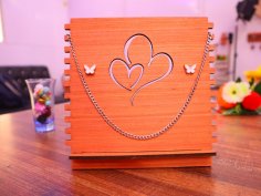 Laser Cut Two Hearts Necklace Stand DXF File