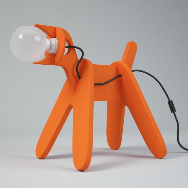 Laser Cut Cute Dog Lamp Free Vector