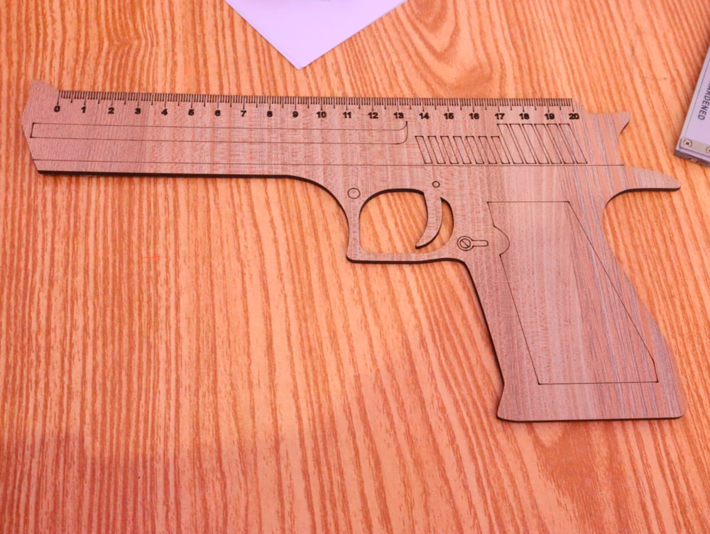 Laser Cut Gun Shape Ruler DXF File