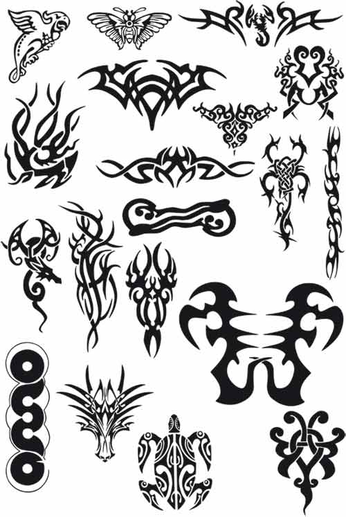 Векторный набор племенных татуировок