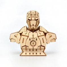 Laser Cut Iron Man 3D Wooden Puzzle Free Vector