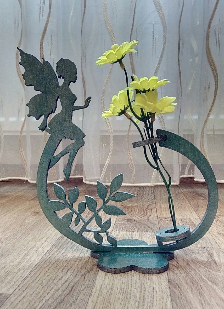 Лазерная резка сказочного цветка Подставка для цветов