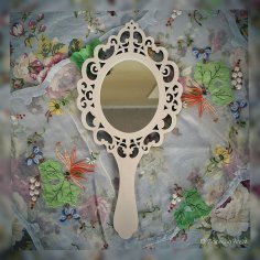 Marco de espejo de mano decorativo cortado con láser