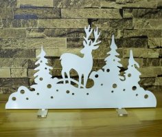 Decorazioni natalizie con albero di cervo tagliate al laser