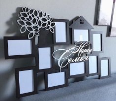 Decorative Family Photo Frames Laser Cutting Template Free Vector