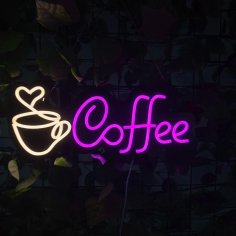 Laser Cut Coffee Neon Sign Cafe Wall Decor