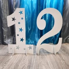 Laser Cut Freestanding Number 12 Birthday Anniversary Photo Props