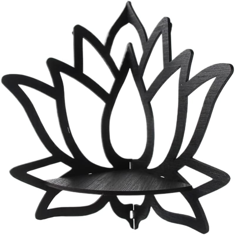 Laser Cut Wooden Lotus Wall Shelf – Lotus Corner Floating Shelf