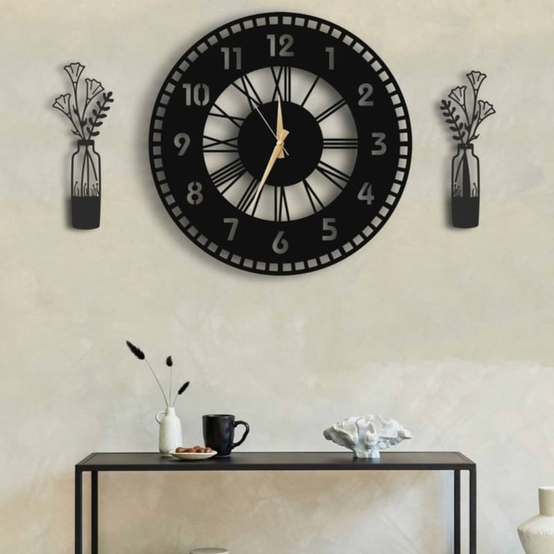 Laser Cut Dual Dial Wall Clock Stylish Modern Wall Clock
