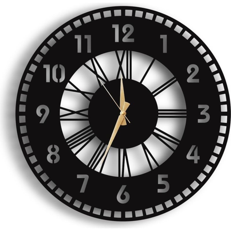 Laser Cut Dual Dial Wall Clock Stylish Modern Wall Clock