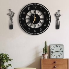 Laser Cut Dual Dial Wall Clock Stylish Modern Wall Clock