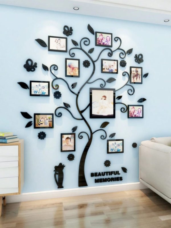 Laser Cut Family Tree Photo Frames 3D Acrylic Wall Decor