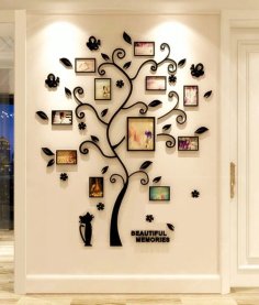 Laser Cut Family Tree Photo Frames 3D Acrylic Wall Decor