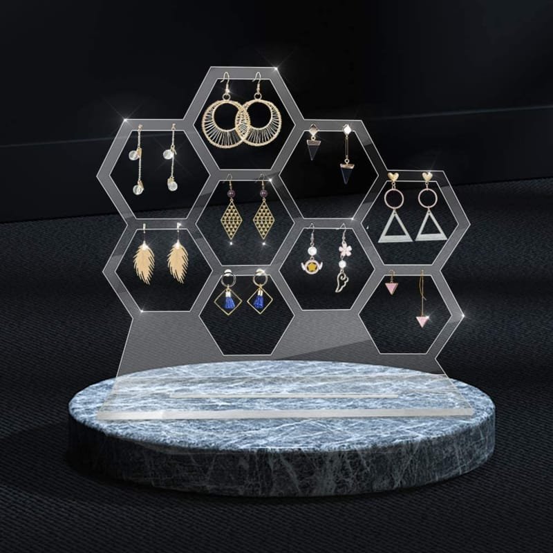 Laser Cut Earring Holder Acrylic Stud Earring Stand Display Honeycomb Earrings Organizer