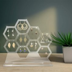 Laser Cut Earring Holder Acrylic Stud Earring Stand Display Honeycomb Earrings Organizer