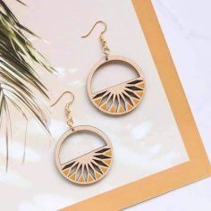 Laser Cut Bohemian Round Earrings, Wooden Dangle Earrings, Boho Drop Earrings