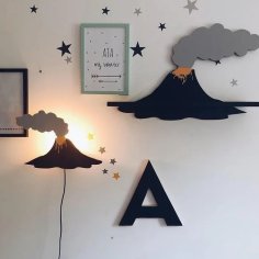 Laser Cut Volcano Night Light Kids Room Wall Decor