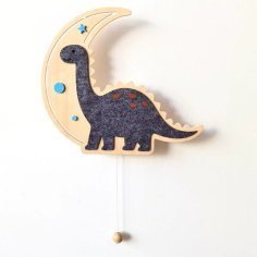 Laser Cut Dinosaur Wooden Nursery Wall Light Felt Fabric Layer Wall Decor With Light