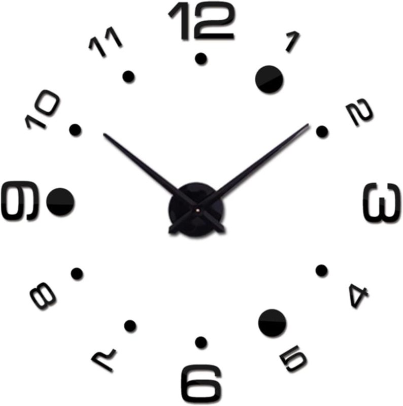 Laser Cut Acrylic Mirror Frameless 3D DIY Large Wall Clock