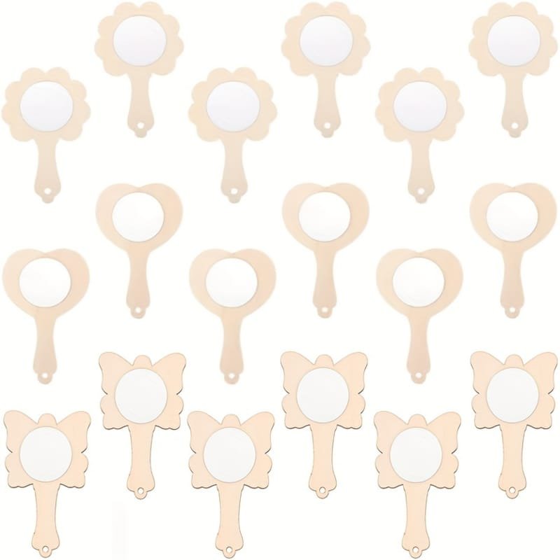 Laser Cut Wooden DIY Small Mirrors Butterfly Heart Flower Shape Mirrors