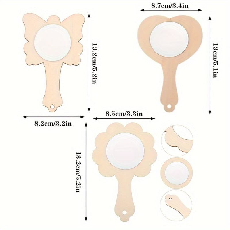 Laser Cut Wooden DIY Small Mirrors Butterfly Heart Flower Shape Mirrors