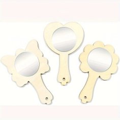 Laser Cut Wooden DIY Small Mirrors Butterfly Heart Flower Shape Mirrors