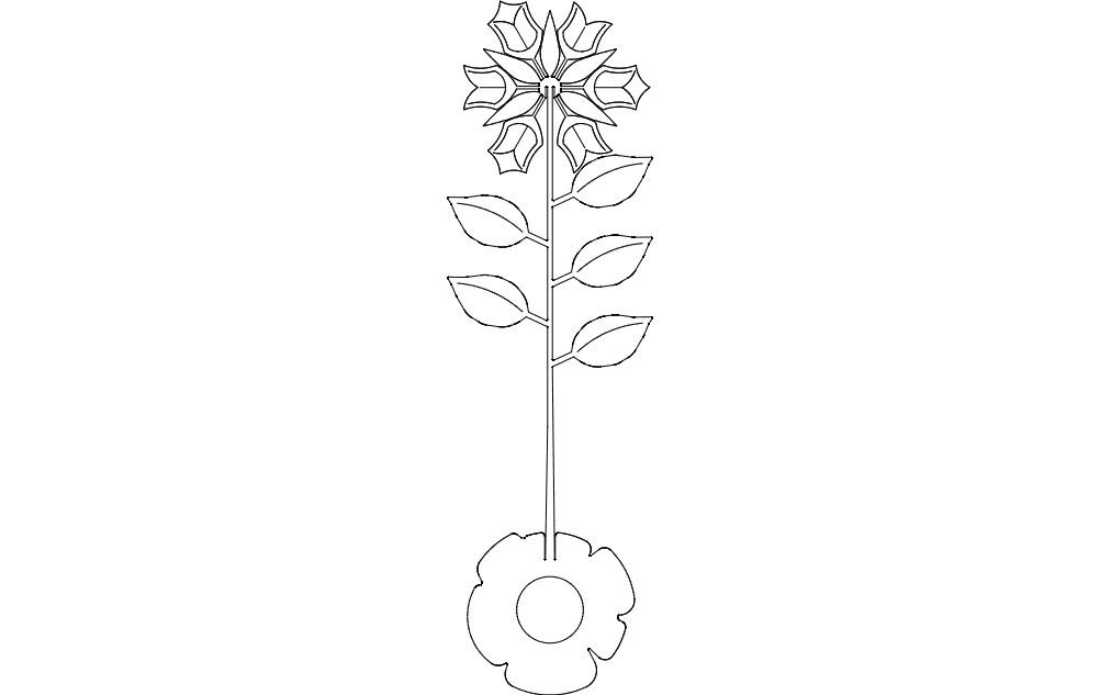 गुलाब का पौधा dxf फ़ाइल