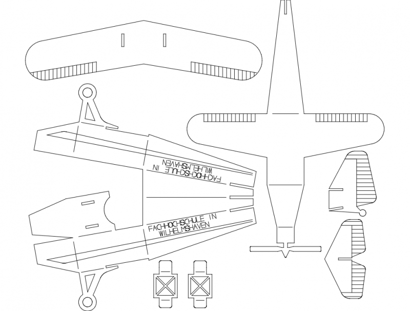 Файл головоломки с самолетом 0p5mm dxf