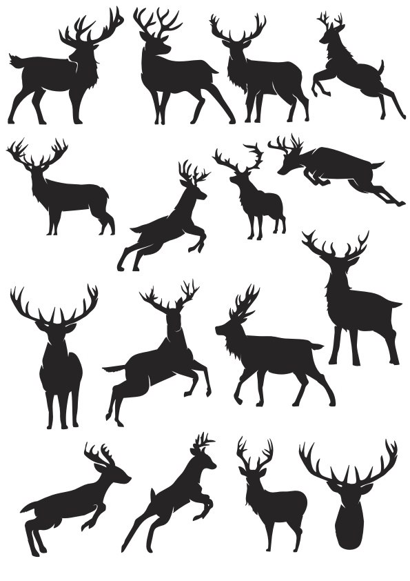 Deer Silhouette Vector Collection Free Vector cdr Download - 3axis.co