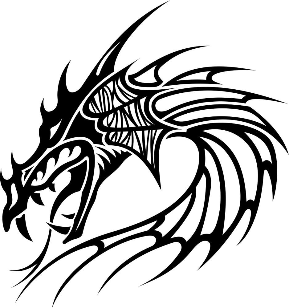 आदिवासी ड्रैगन टैटू वेक्टर