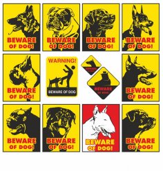 Köpek uyarı işaretleri vektör kümesine dikkat edin