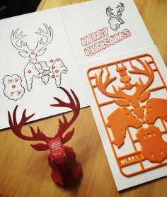 Christmas Reindeer Kit Card 3D Printer Model