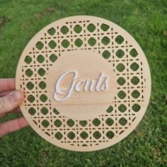 Laser Cut Rattan Pattern Bathroom Signs