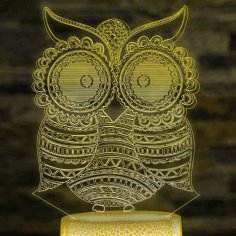 Laser Cut Owl 3D Illusion Desk Lamp Acrylic Night Light