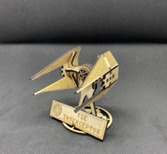 Laser Cut TIE Interceptor Model Free Vector