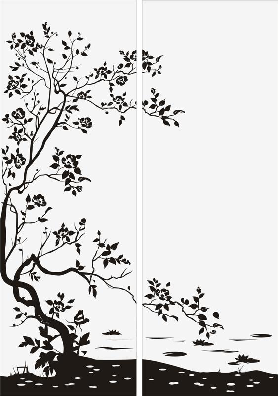 Motif de sablage d'arbre de buisson floral