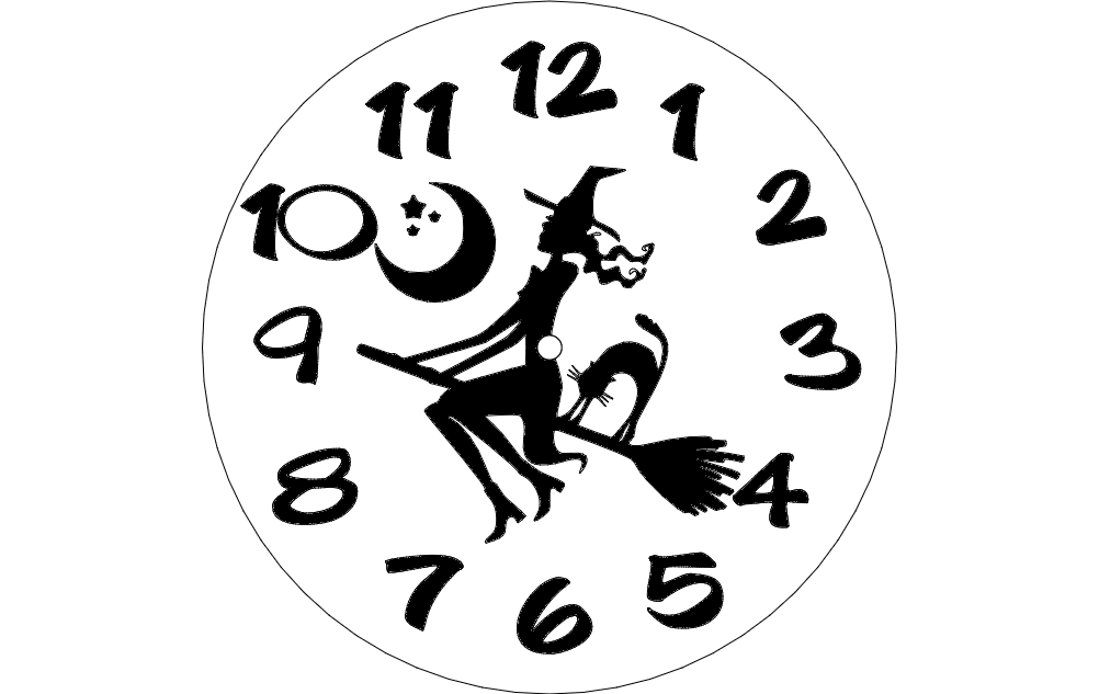 Horloge Sorcière dxf Fichier