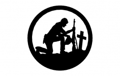 Soldat mit Kreuz in einer Kreis-dxf-Datei
